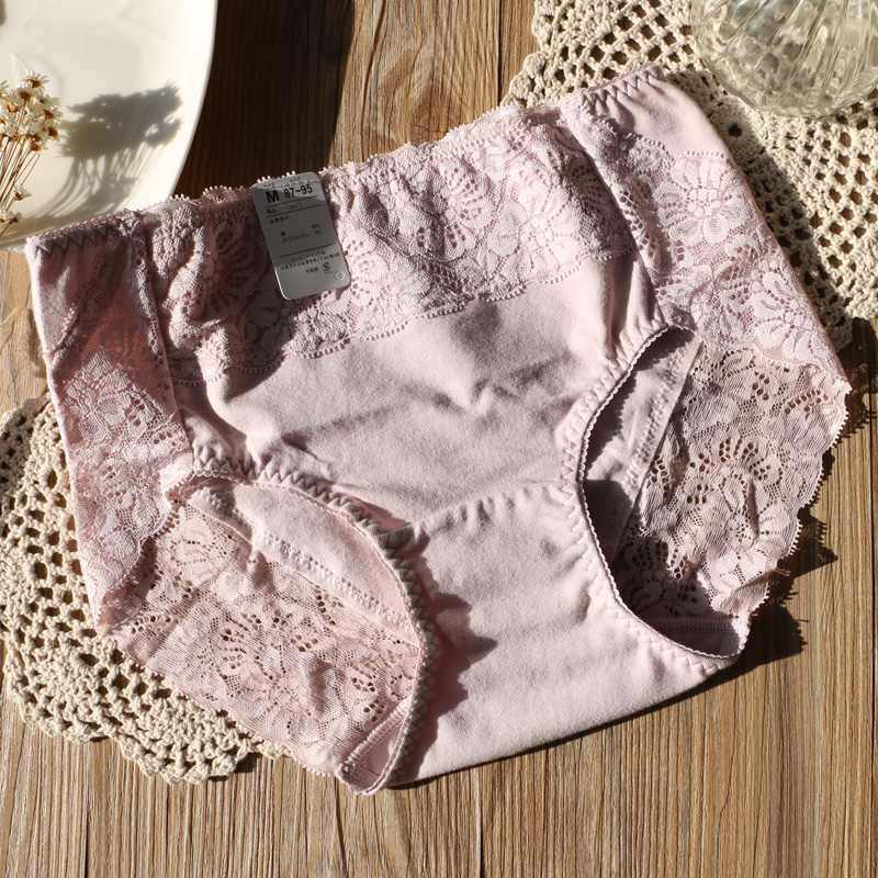 简约出口日本纯棉内裤胖mm蕾丝边