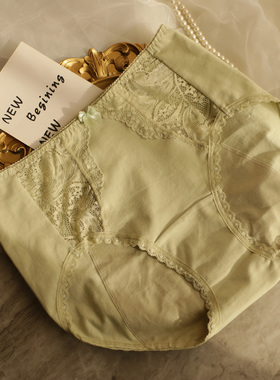 薄款简约高腰纯棉生理裤经期防漏内裤女士无痕舒适夜用姨妈裤绿色