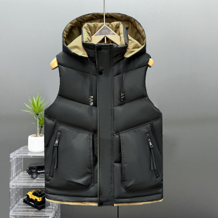 2025新款儿童羽绒棉马甲男女童保暖带帽中大童加厚学生秋冬坎肩夹