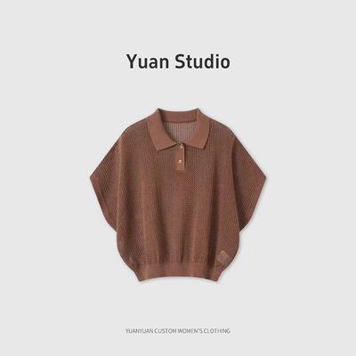 【YUAN】挑孔衬衫领镂空柔软贴穿时尚翻领短袖25018