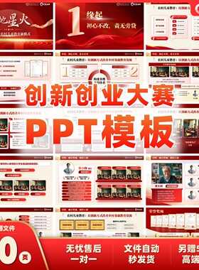 红色高端风格农村儿童教育大学生创新创业大赛PPT模板20页源文件