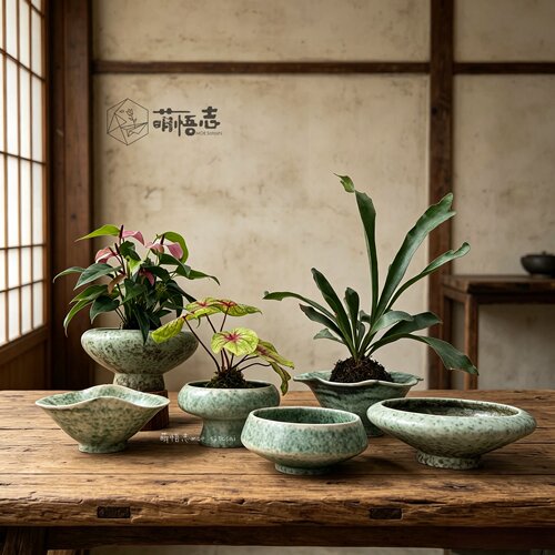 萌悟志陶瓷水培苔藓球无孔花盆