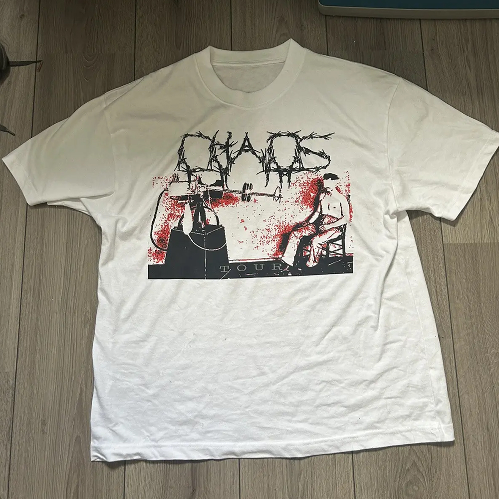ken carson chaos tour white tee 美式 街头说唱 T恤 短袖 潮