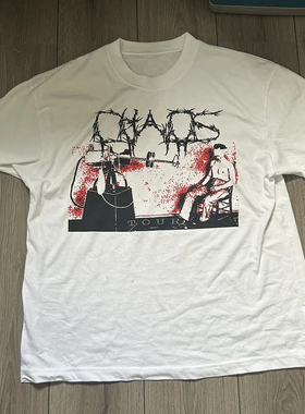 ken carson chaos tour white tee 美式 街头说唱 T恤 短袖 潮