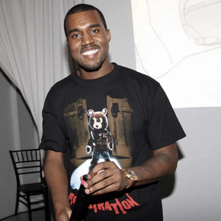 Kanye West侃爷辍学小熊Vintage高街复古男女情侣款宽松短袖T恤潮