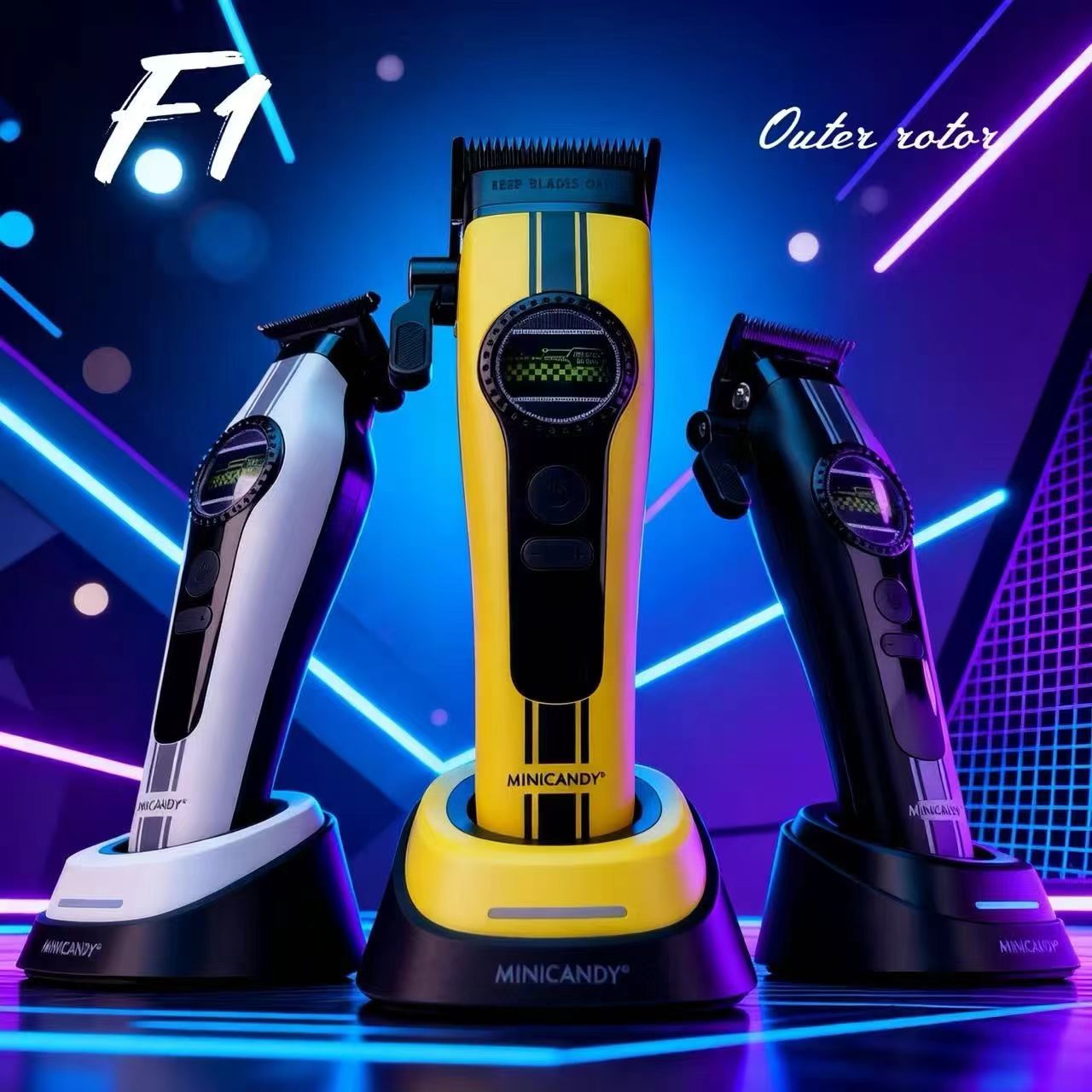 聚彩电推剪F1外传子无刷电机专业理发器发廊常规油头二合一电推子