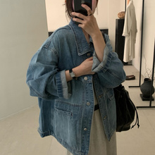 LEAVES叶子家早秋款复古水洗牛仔外套女韩版宽松休闲百搭夹克上衣