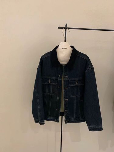 LEAVES叶子家美式撞色领牛仔外套