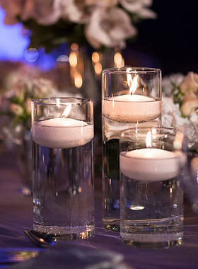 耐高温玻璃烛台欧式情人节浪漫烛光晚餐酒店婚礼场景布置水浮蜡烛