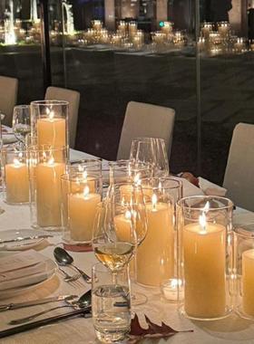 高硼硅耐高温玻璃烛台浪漫欧式婚礼烛光晚餐生日派对酒店无烟蜡烛