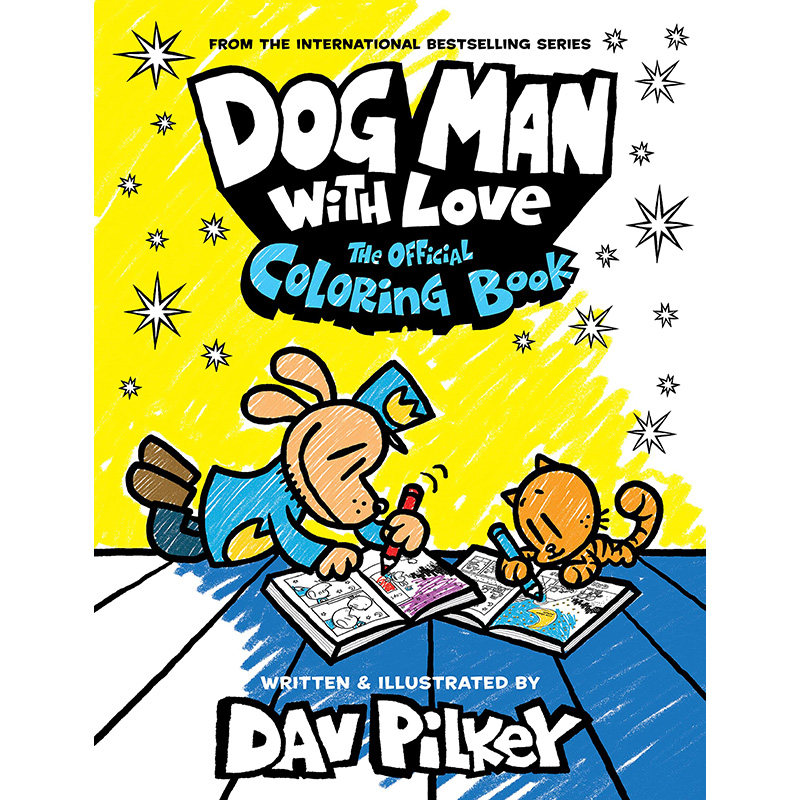 【预售】英文原版 Dog Man with Love 充满爱的狗人 Scholastic Dav Pilkey 潜能开发着色涂色填色本儿童插画书籍