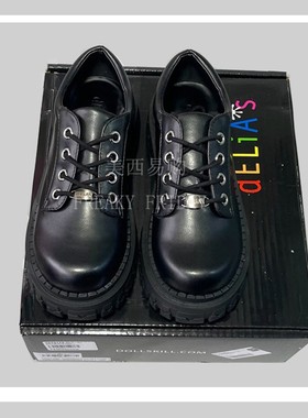 Delias鞋正品代购小皮鞋松糕鞋美式复古小黑鞋dollskill鞋厚底鞋