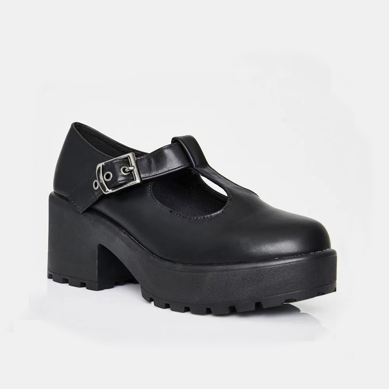 正品KOI 松糕鞋子代购美式复古小黑鞋FOOTWEAR鞋少女中跟鞋