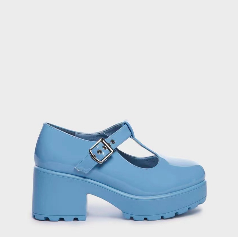 正品KOI松糕鞋子代购美式复古浅蓝色FOOTWEAR鞋少女中跟鞋
