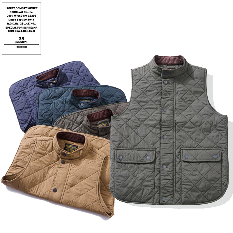 AK男装小贝同款灯芯绒Dom厚款加棉绗缝马甲菱格夹棉户外立领马甲