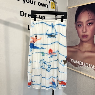 只管对比 广州源头工厂2026春新款女装抓皱法式复古印花半身裙女