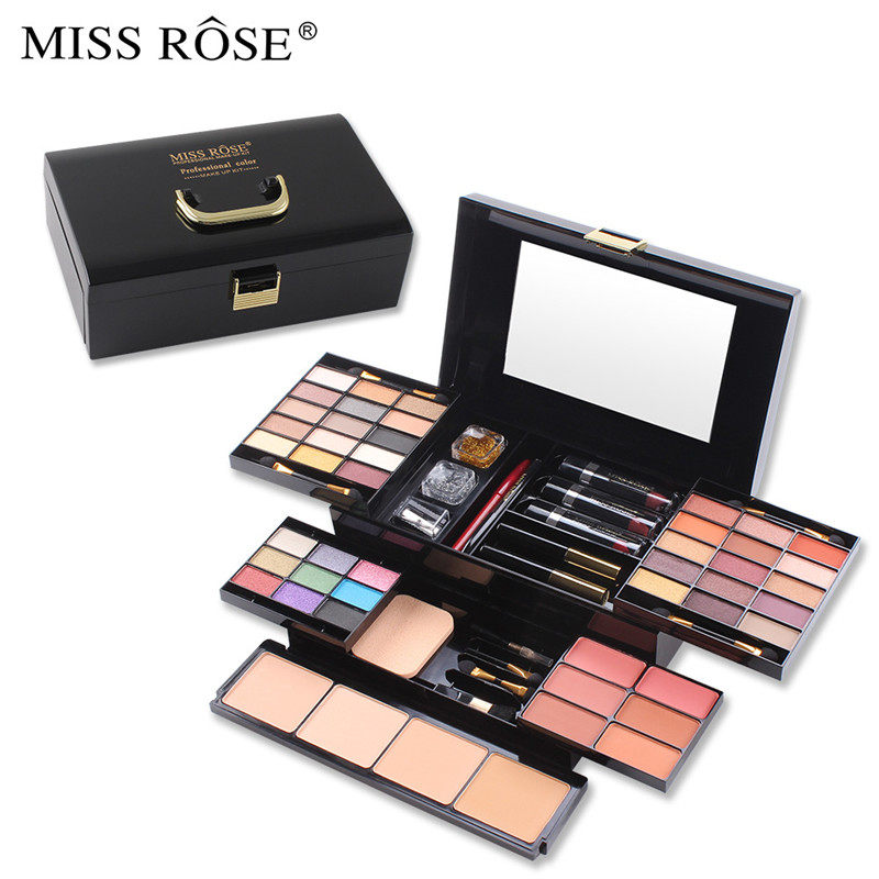 MISS ROSE 多功能彩妆盒组合化妆箱眼影亮片腮红高光粉饼修容初学