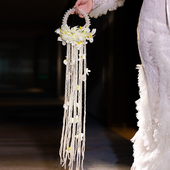 婚礼手拎花高级感新娘结婚拍照道具仿真花珍珠瀑布送闺蜜超仙配饰