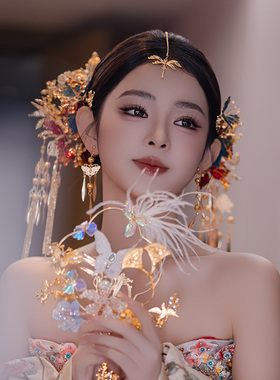 新娘头饰汉服中式金色凤冠