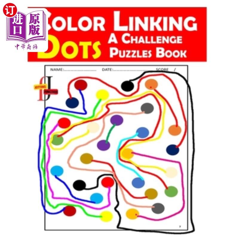 海外直订Color Linking Dots A Challenge Puzzles Book: Unlock Your Mind with Vibrant Chall 颜色连接点挑战拼图书：解锁