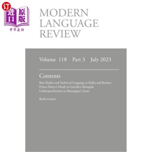 July 2023年7月 118 Review 2023 海外直订Modern 现代语言评论 Language