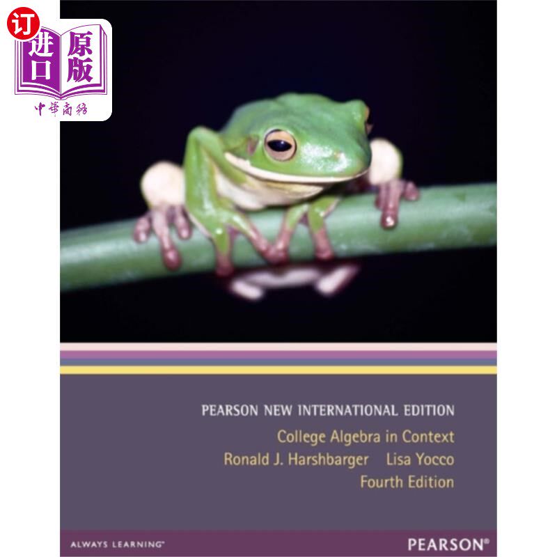 海外直订College Algebra in Context Pearson New Internati... 大学代数背景Pearson新国际版，加上MyMathLab没有文本