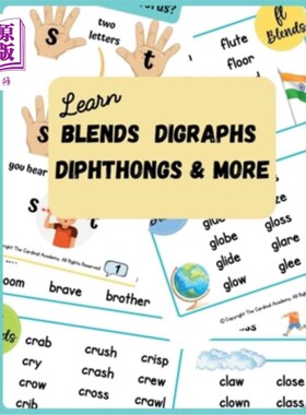海外直订Learn Blends Digraphs Diphthongs & More: Consonants and Vowel Digraphs Learning  学习混合有向音双元音及更多