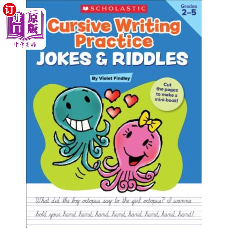 海外直订Cursive Writing Practice: Jokes & Riddles 草书练习：笑话和谜语