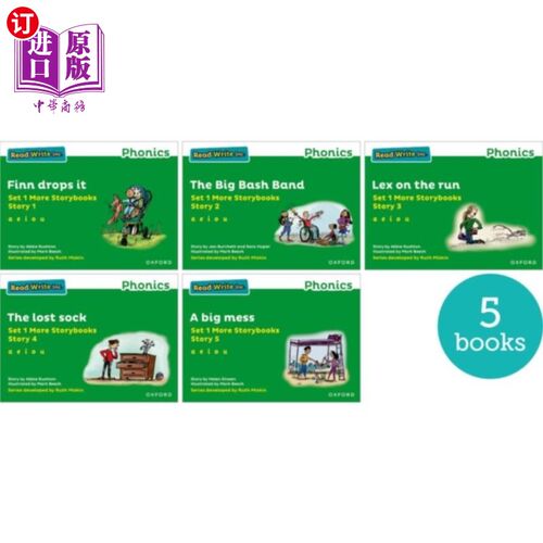 海外直订Read Write Inc. Phonics: Green Set 1 More Storyb... Read Write公司更多故事书(混合包5本)