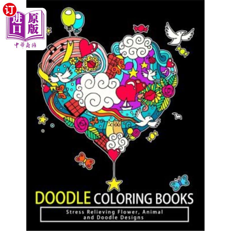 海外直订Doodle Coloring Books: Adult Coloring Books: Relax on an Intergalactic Journey t 成人涂色书:放松星际旅行通