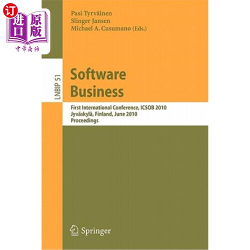 海外直订Software Business: First International Conference, Icsob 2010, Jyv?skyl?, Finlan 软件商业:第一届国际会议，I