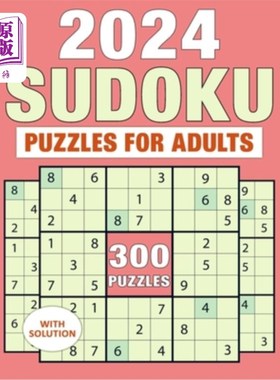 海外直订Sudoku Puzzles For Adults With Solution 2024: Challenging Numeric Puzzles Book L 成人数独谜题与解决方案2024