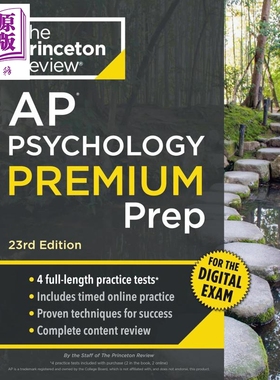 新版2026年普林斯顿AP大学考试备考心理学高级备考 4次模拟考试 Princeton Review AP Psychology Premium Prep【中商原版】