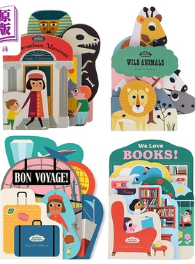 Bookscape Board Books 异形书4册套装 英文原版纸板书 博物馆Museum Bon Voyage Love Books 动物Wild Animals 【中商原版】