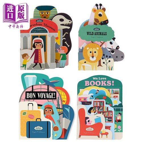 Bookscape Board Books 异形书4册套装 英文原版纸板书 博物馆Museum Bon Voyage Love Books 动物Wild Animals 【中商原版】