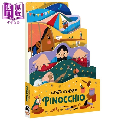 Pinocchio 童话木偶奇遇记 异形纸板书 亲子互动故事书 儿童故事绘本 英文原版 小初文学 进口图书 经典童话童谣【中商原版】
