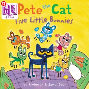 皮特猫 the Easter Bunnies Five 五只小兔子 Kids and 给孩子 Book Little for Cat 海外直订Pete 复活节 Springtime