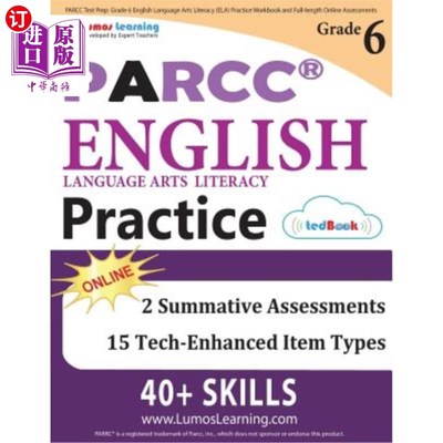 海外直订PARCC Test Prep: Grade 6 English Language Arts Literacy (ELA) Practice Workbook  PARCC考试准备：