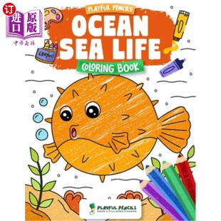海外直订Playful Pencils Ocean Sea Life Coloring Book 有趣的铅笔海洋海洋生活着色书