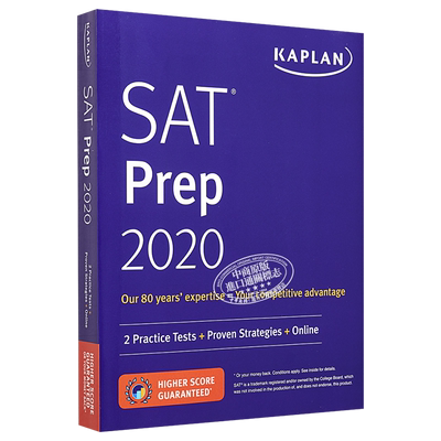 现货 卡普兰SAT备考2020 英文原版 SAT Prep 2020: 2 Practice Tests + Proven Strategies + Online【中商原版】