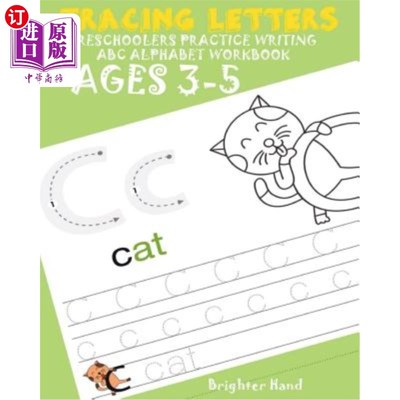 海外直订Tracing Letter Preschoolers*Practice Writing ABC Alphabet*Workbook Kids Ages 3-5 追踪字母学龄前儿童*练习写A