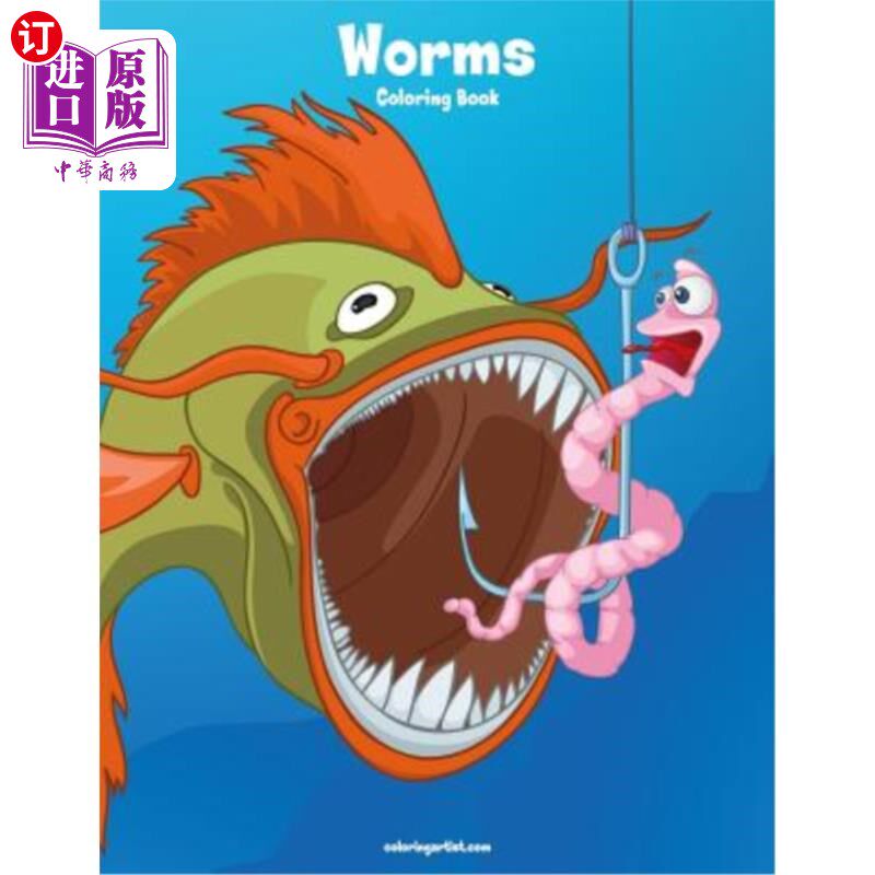 海外直订Worms Coloring Book 1 蠕虫染色书1