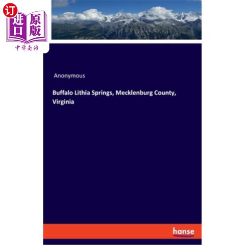 海外直订Buffalo Lithia Springs, Mecklenburg County, Virginia 弗吉尼亚州梅克伦堡县的布法罗里西亚泉
