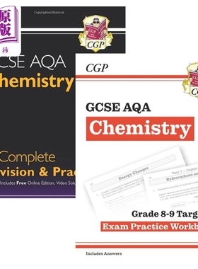 预售 英国CGP原版 GCSE Chemistry 化学AQA复习指南 练习册备考套装2册 含答案 含在线版音频测试 初中 中学 中考【中商原版】