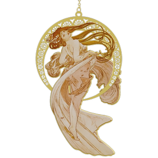 现货 MUCHA穆夏【四艺—舞】经典插画艺术金属链饰书签 20世纪时尚先锋新艺术运动 唯美大师名画复古优雅文艺礼品黄铜【中商文创】