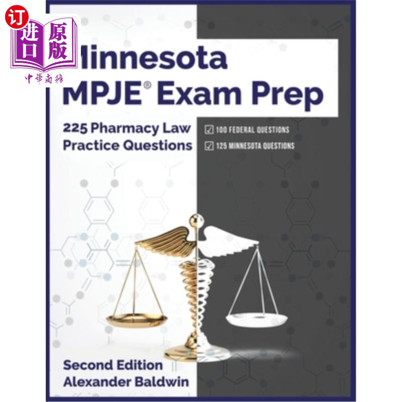 海外直订医药图书Minnesota MPJE Exam Prep: 225 Pharmacy Law Practice Questions, Second Edition 明尼苏达州MPJE考试准