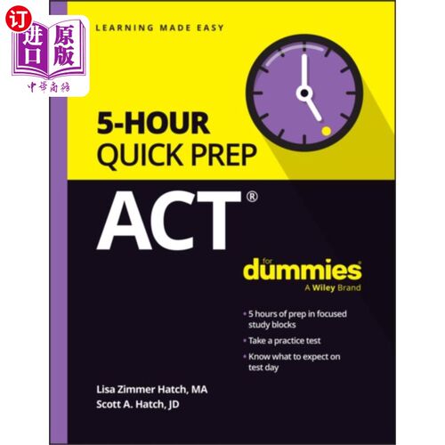 海外直订ACT 5-Hour Quick Prep For Dummies ACT 5小时傻瓜快速准备