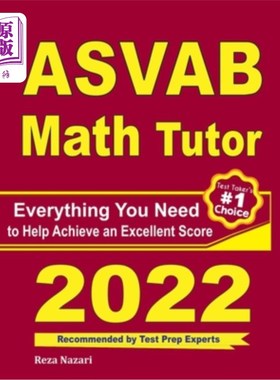 海外直订ASVAB Math Tutor: Everything You Need to Help Achieve an Excellent Score ASVAB数学导师:一切你需要帮助达到一