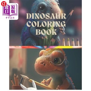 冒险与25 一个侏罗纪 Pages Coloring Book For Adventure Jurasic 恐龙涂色书 海外直订Dinosaur With Kids