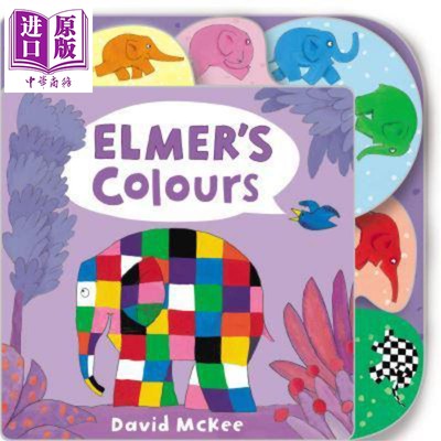 现货 Elmer's Colours花格子 大象艾玛颜色 儿童纸板书 英文原版0到4岁【中商原版】